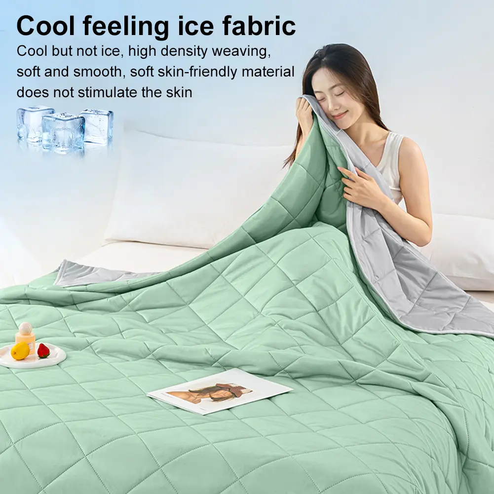 Cold Feeling Quilt Washable Lightweight Cooling Quilts Multi-Function Breathable Bedroom Blanket for Bedroom Living Room