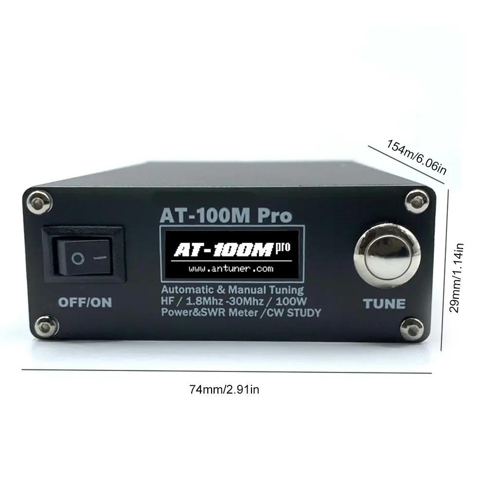 AT100M Pro Antenna Tuner 1.8mhz-30mhz Power Meter 100W Shortwave Antenna Tuner Support Morse Code Exerciser for HF Radio