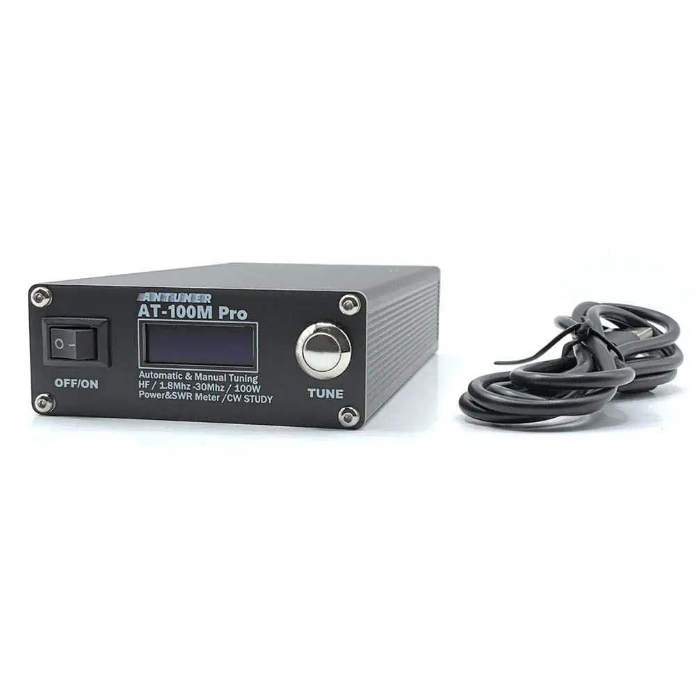AT100M Pro Antenna Tuner 1.8mhz-30mhz Power Meter 100W Shortwave Antenna Tuner Support Morse Code Exerciser for HF Radio