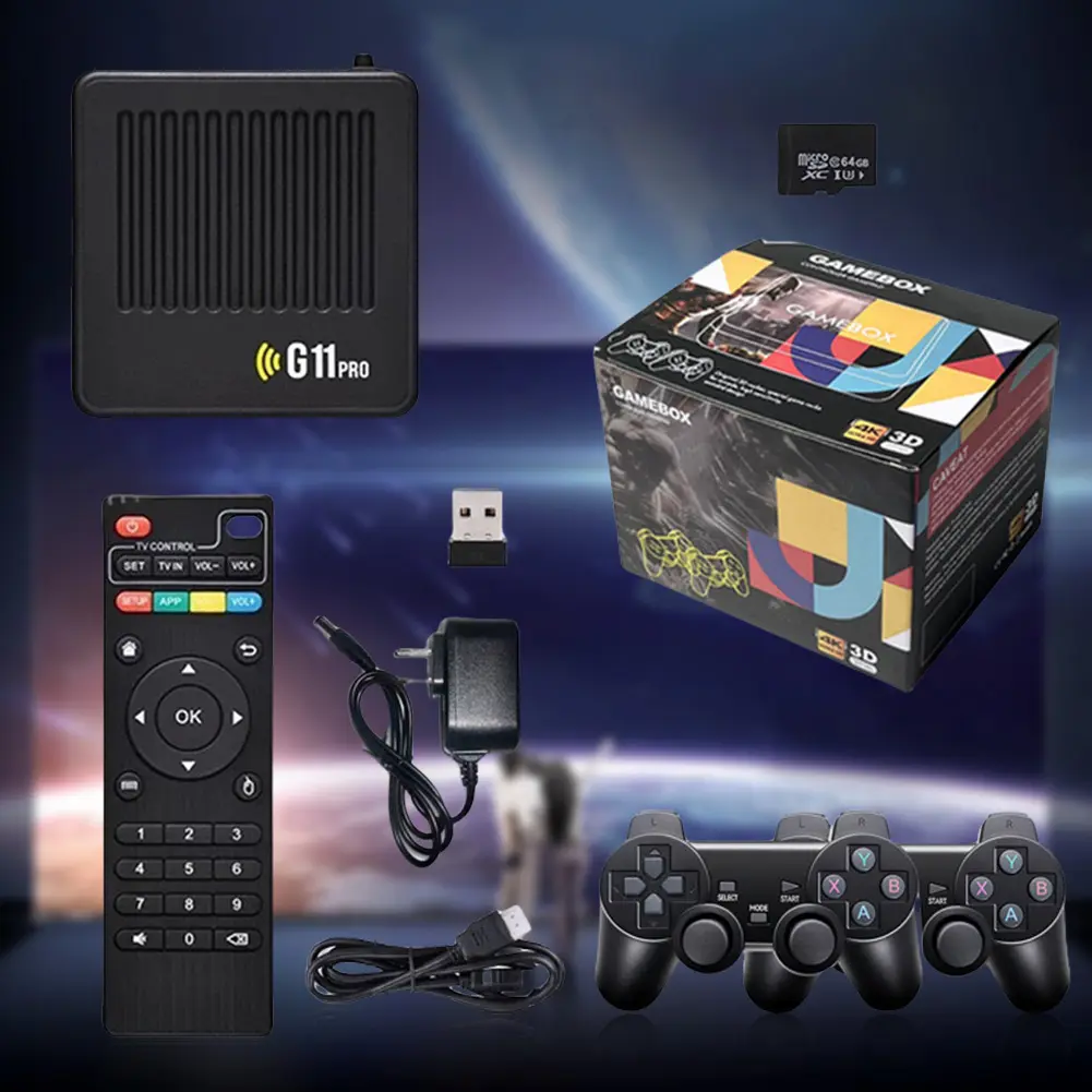 G11 Pro Retro Video Game Console with Over 10000 Classic Games and 4K HDMI Output with Dual Wireless Controllers