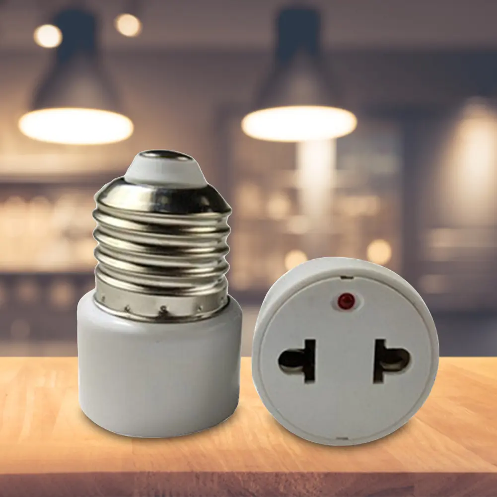 Plug Connector E26/E27 Lamp Holder Converter Flame Retardant EU/US Polarized Light Bulb Socket Adapter Fit for 2/3 Prong Convert