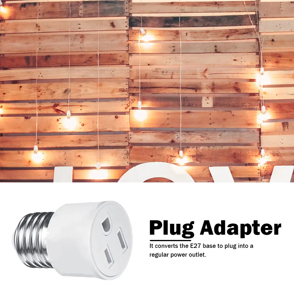 Plug Connector E26/E27 Lamp Holder Converter Flame Retardant EU/US Polarized Light Bulb Socket Adapter Fit for 2/3 Prong Convert