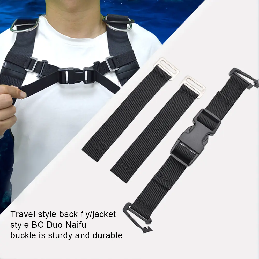 Backmount Fixed Strap Diving Backplate Strap Quick Release Scuba Diving Webbing BCD Sidemount Buckle for Underwater Equipment