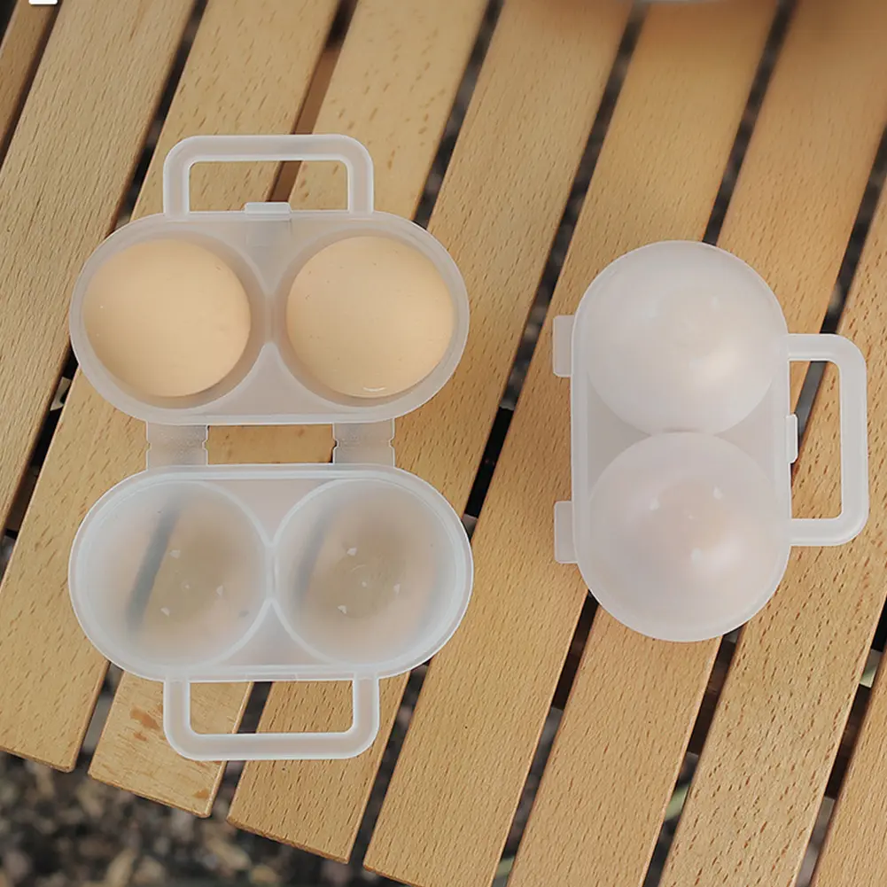 1/2Pcs 2 Grid Egg Box Egg Container Anti-fall Egg Organizer Box Anti Shake Boiled Egg Holder Case with Handle for Camping Picnic