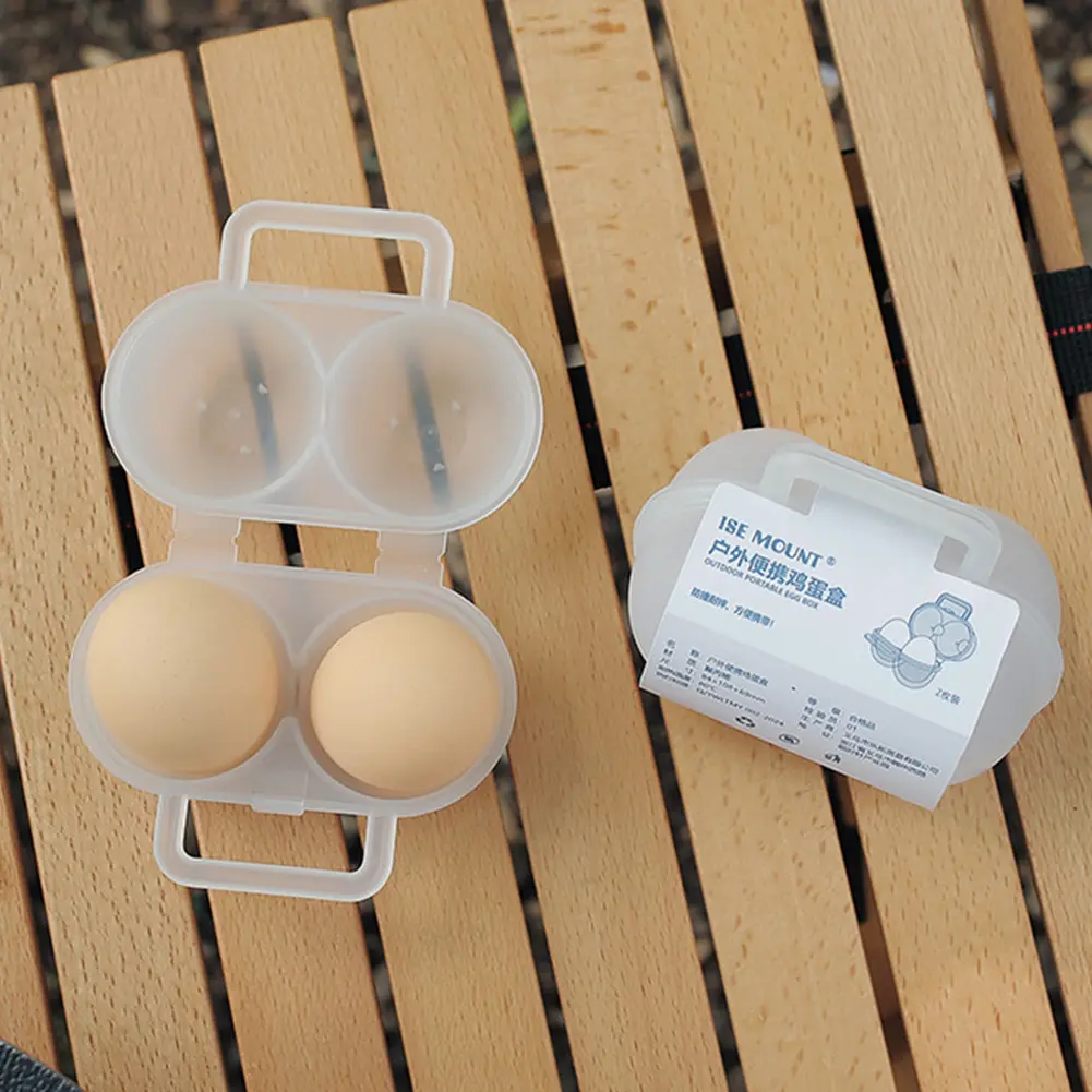 1/2Pcs 2 Grid Egg Box Egg Container Anti-fall Egg Organizer Box Anti Shake Boiled Egg Holder Case with Handle for Camping Picnic