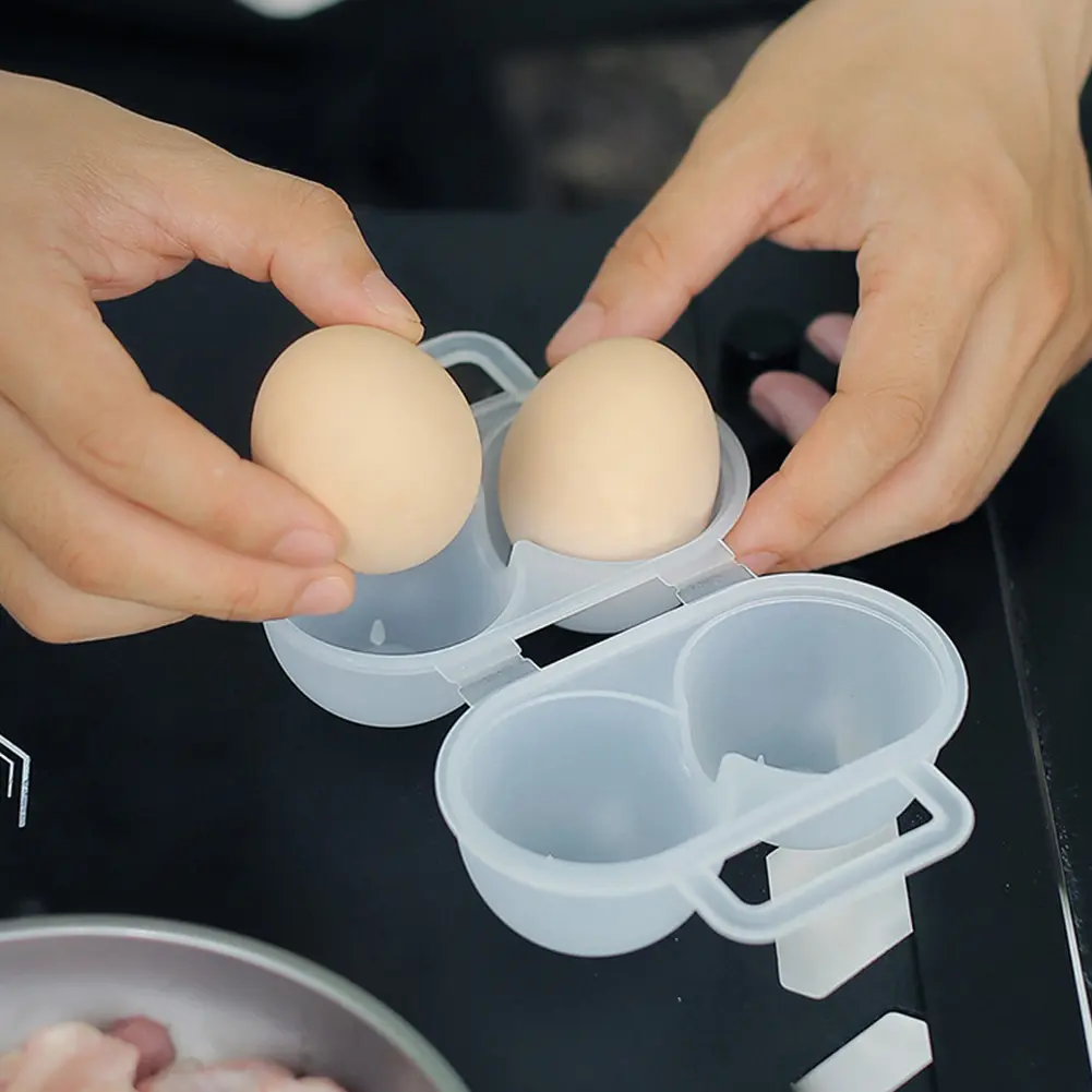 1/2Pcs 2 Grid Egg Box Egg Container Anti-fall Egg Organizer Box Anti Shake Boiled Egg Holder Case with Handle for Camping Picnic
