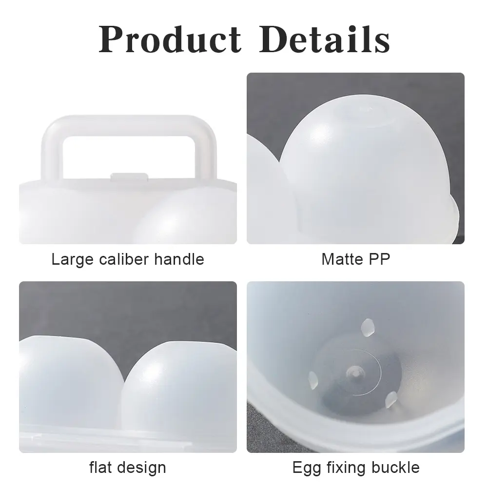 1/2Pcs 2 Grid Egg Box Egg Container Anti-fall Egg Organizer Box Anti Shake Boiled Egg Holder Case with Handle for Camping Picnic