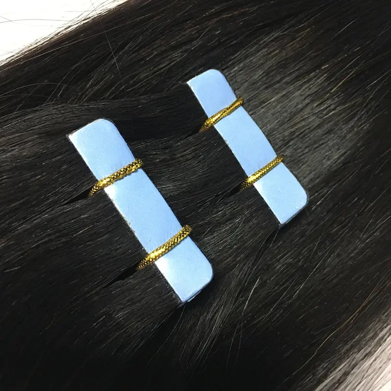 Jet Black Tape in Hair Extensions Human Hair Silky Straight Adhesive Seamless Skin Weft Tied Tape in Remy Extensions 20pcs 50g