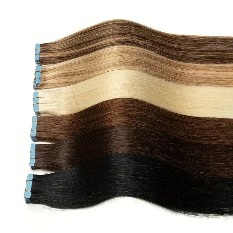 Jet Black Tape in Hair Extensions Human Hair Silky Straight Adhesive Seamless Skin Weft Tied Tape in Remy Extensions 20pcs 50g