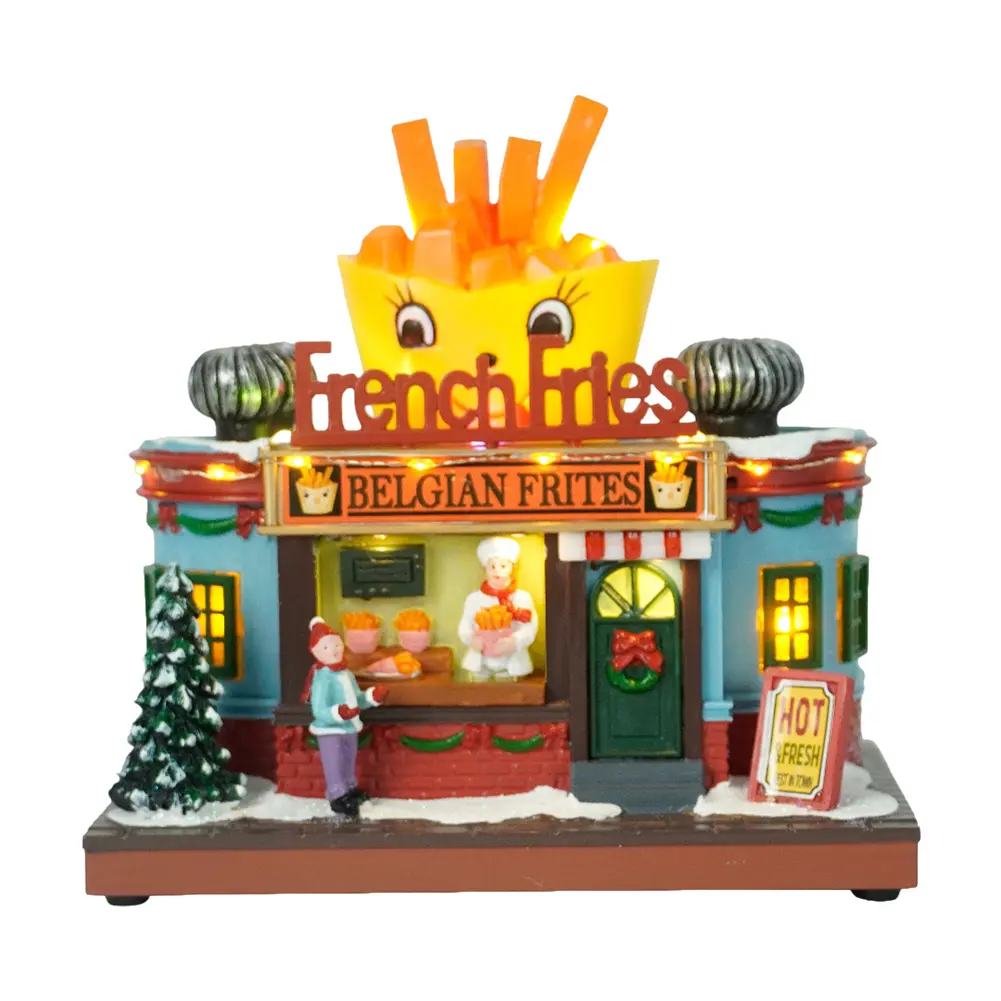 Christmas Village Figurine LED Lighted Christmas Light House Christmas House Decoration Chirtmas Desktop Decoration Gifts