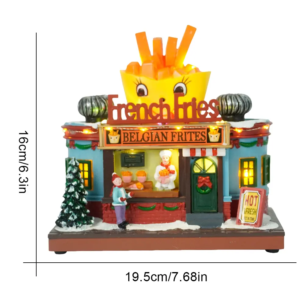 Christmas Village Figurine LED Lighted Christmas Light House Christmas House Decoration Chirtmas Desktop Decoration Gifts
