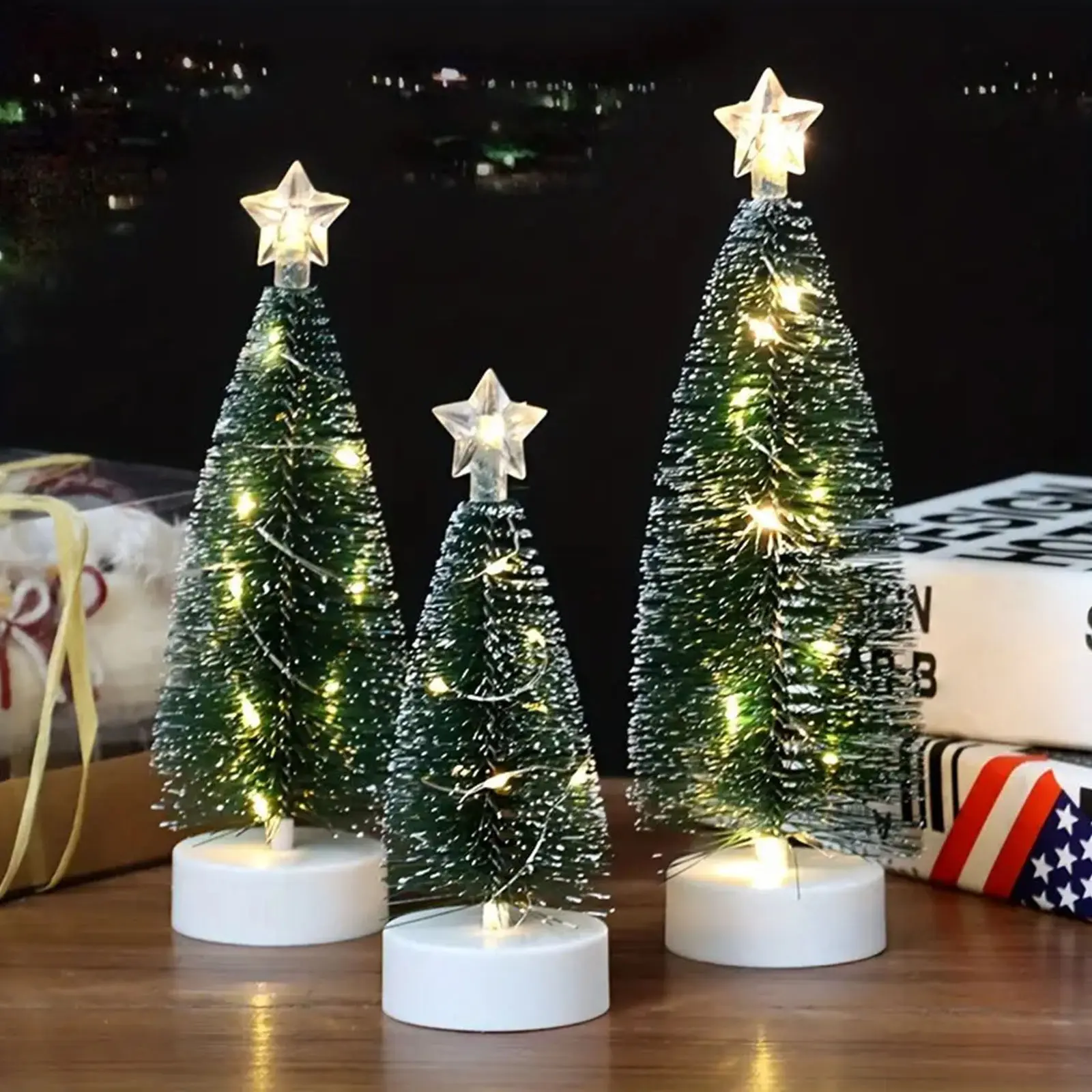 3 pcs Mini Christmas Trees LED Lights Christmas Decoration LED Christmas Tree Set for Christmas Decor Christmas Party
