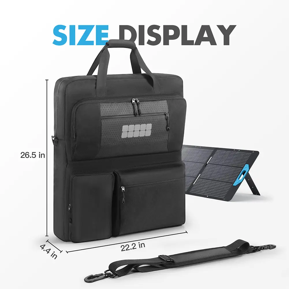 Solar Board Protective Handbag Waterproof Portable Protection Shoulder Bag Large Capacity for Portable Solar/BLUETTI 100W & 200W