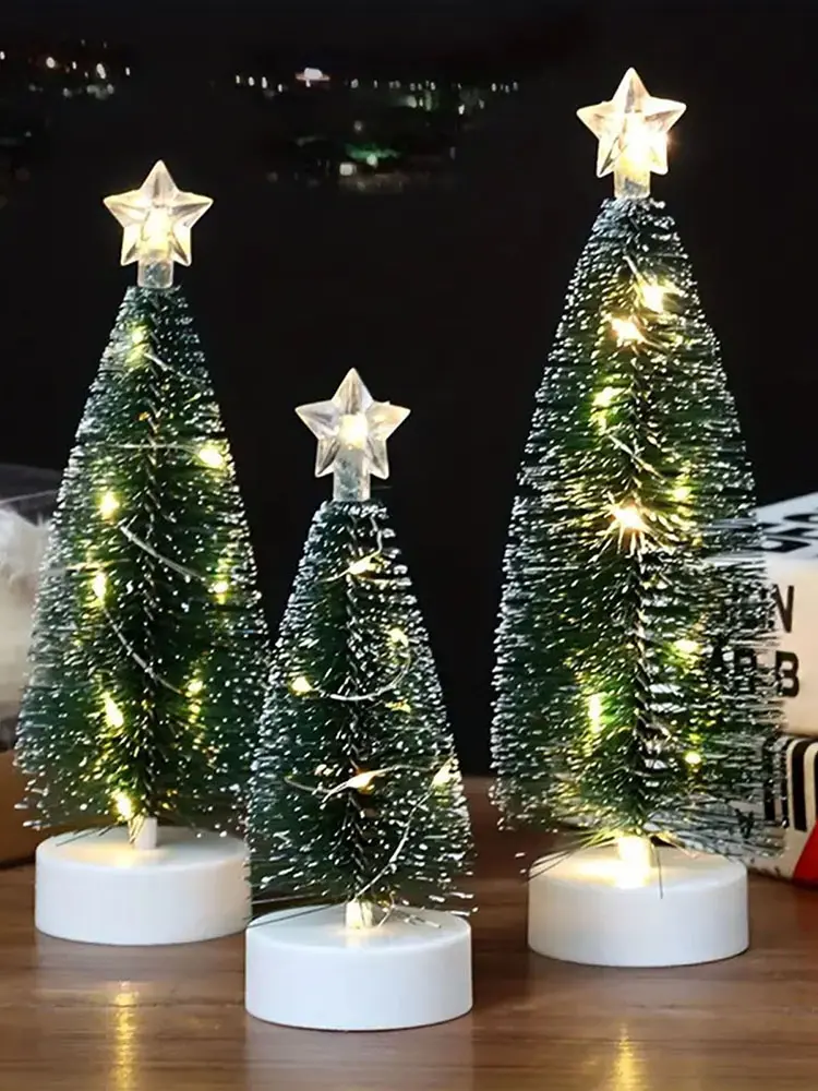 3 pcs Mini Christmas Trees LED Lights Christmas Decoration LED Christmas Tree Set for Christmas Decor Christmas Party