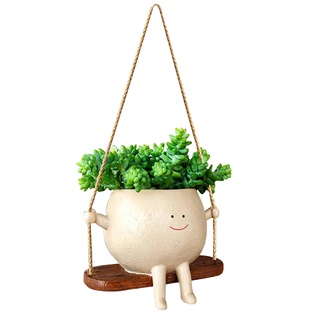 Face Head Planter Resin Smiling Face Planter Creative Wall Hanging Head Planter Multifunctional Home Garden Patio Accessories