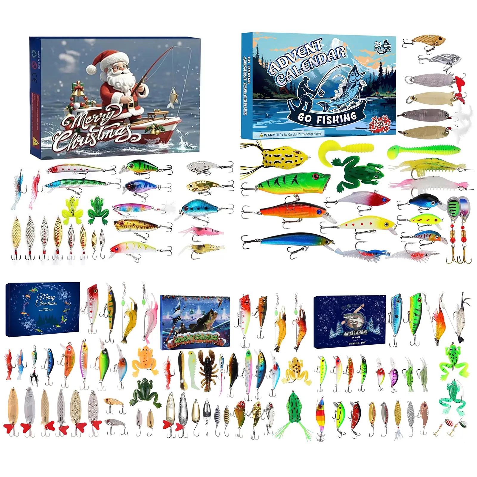 2025 Fishing Advent Calendar 24 Days Fishing Lures Set Fishing Christmas Advent Calendar Xmas Fishing Gift for Fisherman