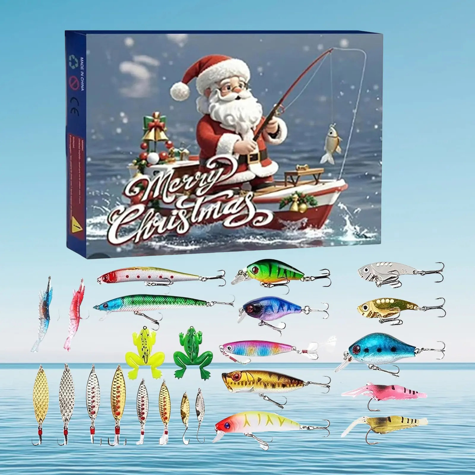 2025 Fishing Advent Calendar 24 Days Fishing Lures Set Fishing Christmas Advent Calendar Xmas Fishing Gift for Fisherman