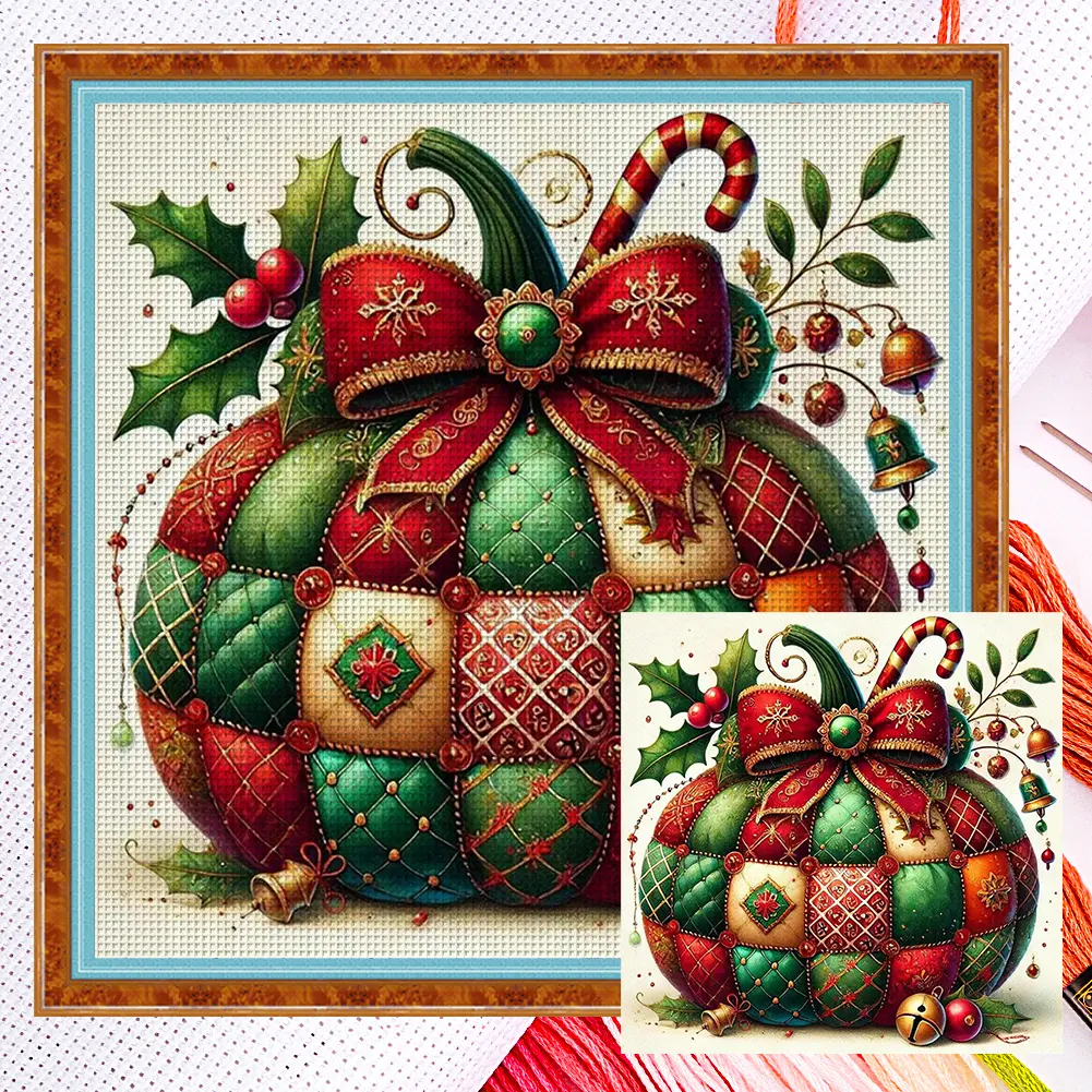 Full Embroidery Eco-cotton Thread 14CT Counted Pumpkin Cross Stitch Kit Decor