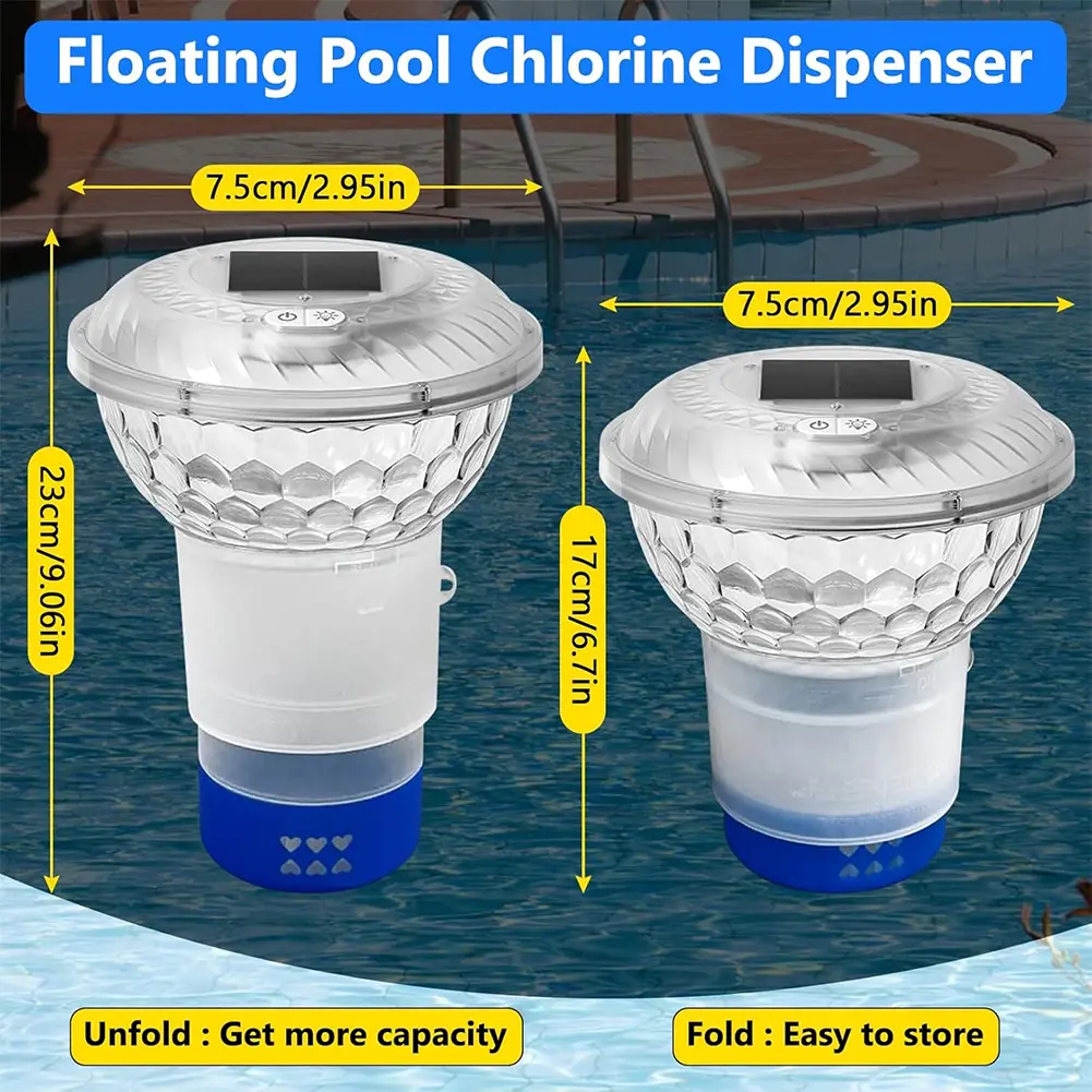 Solar Powered Colorful Pool Chlorine Floater with Remote Control for Eco Friendly Pool Maintenance and Nighttime Ambiance