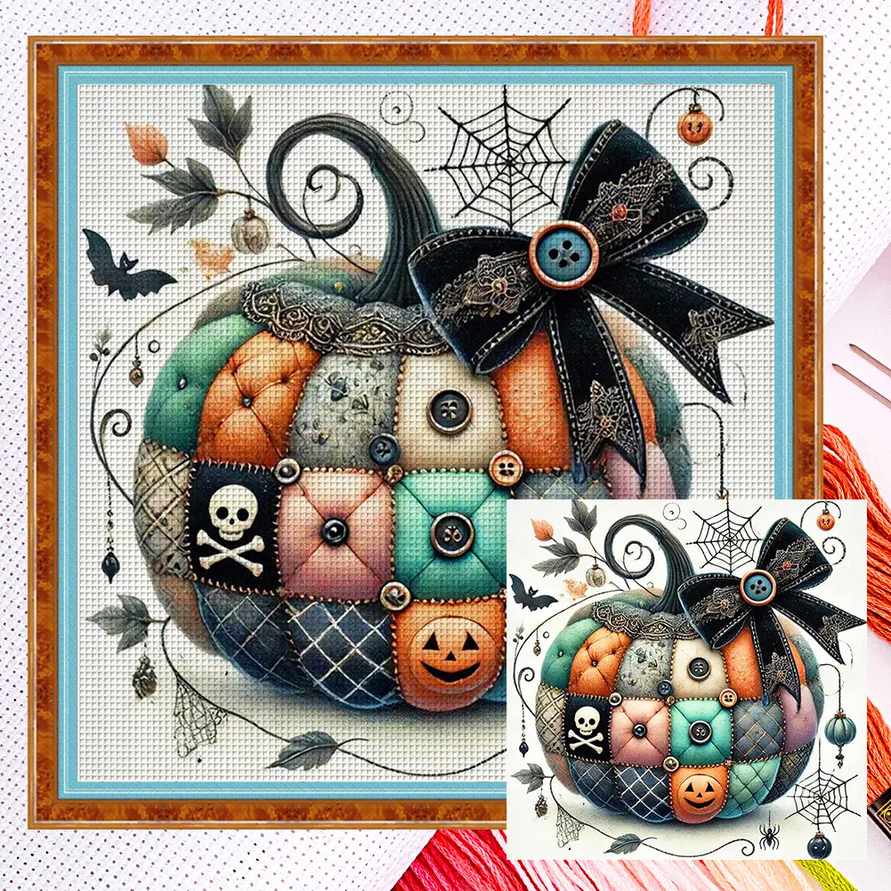 Full Embroidery Eco-cotton Thread 14CT Counted Pumpkin Cross Stitch Kit Decor