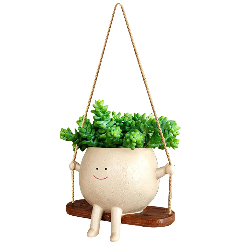 Face Head Planter Resin Smiling Face Planter Creative Wall Hanging Head Planter Multifunctional Home Garden Patio Accessories