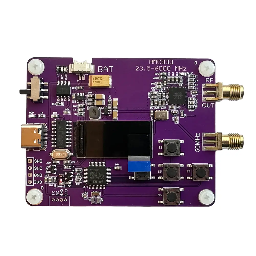 HMC833 6Ghz RF Signal Source Transmitter 0.96inch OLED Screen Display Type-C Generator Module Charging Module