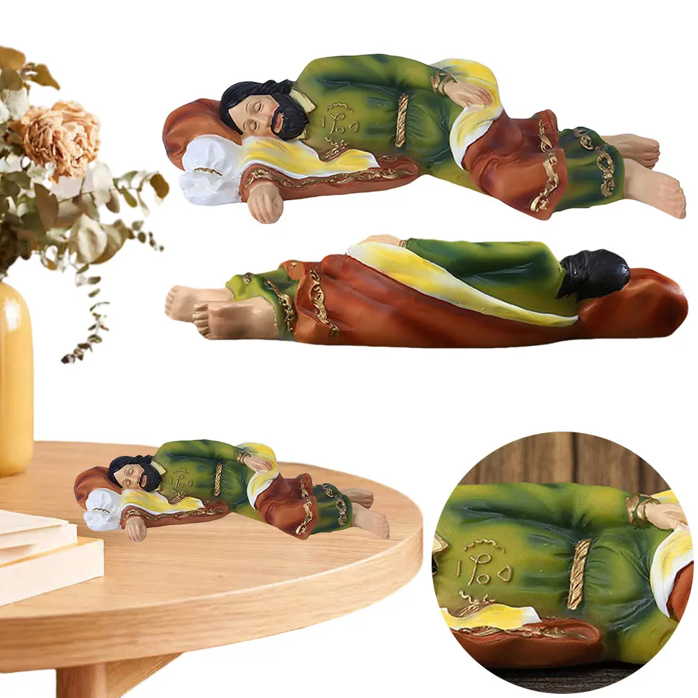 Saint Joseph Sleeping Statue Multi-Purpose Resin Handcrafted Sculpture Hand Painted Christian Desktop Ornaments for Home Decor