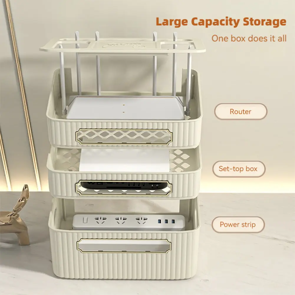 3 Layer Plug Board Storage Box Decorative Modem Cable Router Cover Waterproof Multi Layer Router Box for Home Office Computer TV