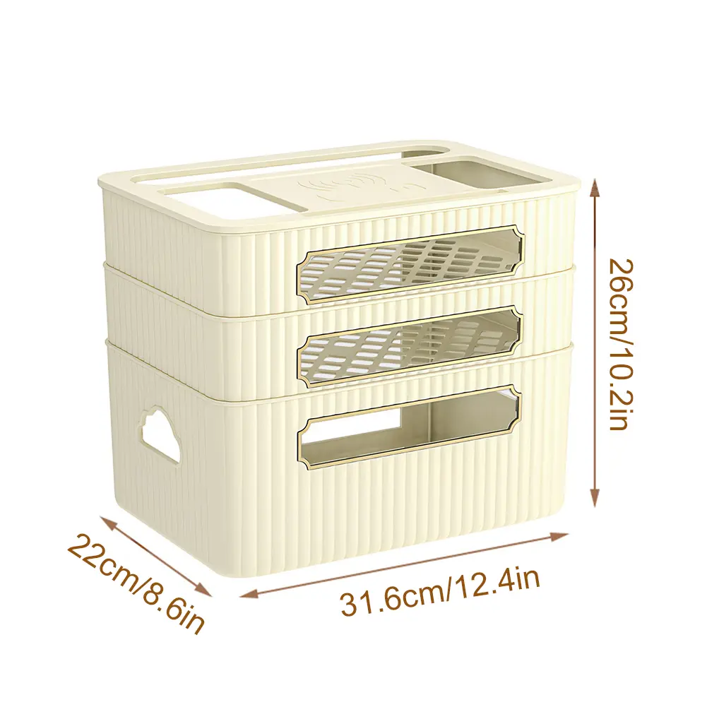 3 Layer Plug Board Storage Box Decorative Modem Cable Router Cover Waterproof Multi Layer Router Box for Home Office Computer TV
