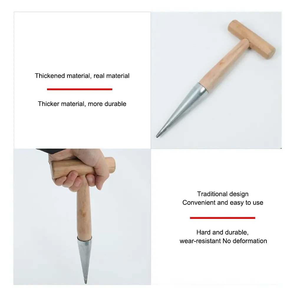 APWIKOGER 3-1pcs Hand Dibber Seed Planter Garden Tool Stainless Steel Sow Seed Dibbler With Wood Handle for Plant Bulb Digging