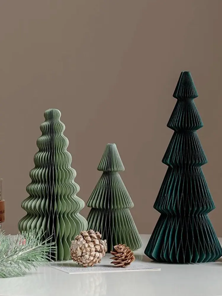 3Pcs Mini Christmas Tree Honeycomb Christmas Tree Paper Christmas Tree for Christmas Winter Festival New Year Decoration