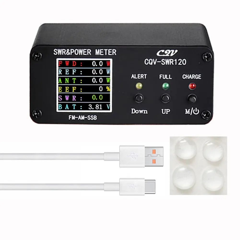 CQV-SWR120 SWR Power Meter 240 * 240 Full Color HD Display FM-AM-SSB Power Standing Wave Meter LED Indicator 120W 1.8-54Mhz
