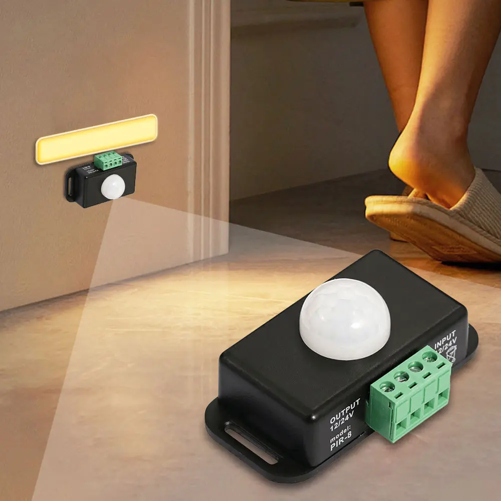 DC 12V 24V 6A Infrared PIR Motion Sensor Detector Switch Automatic Adjust Motion Sensor Detector Switch for LED Strip Light Lamp