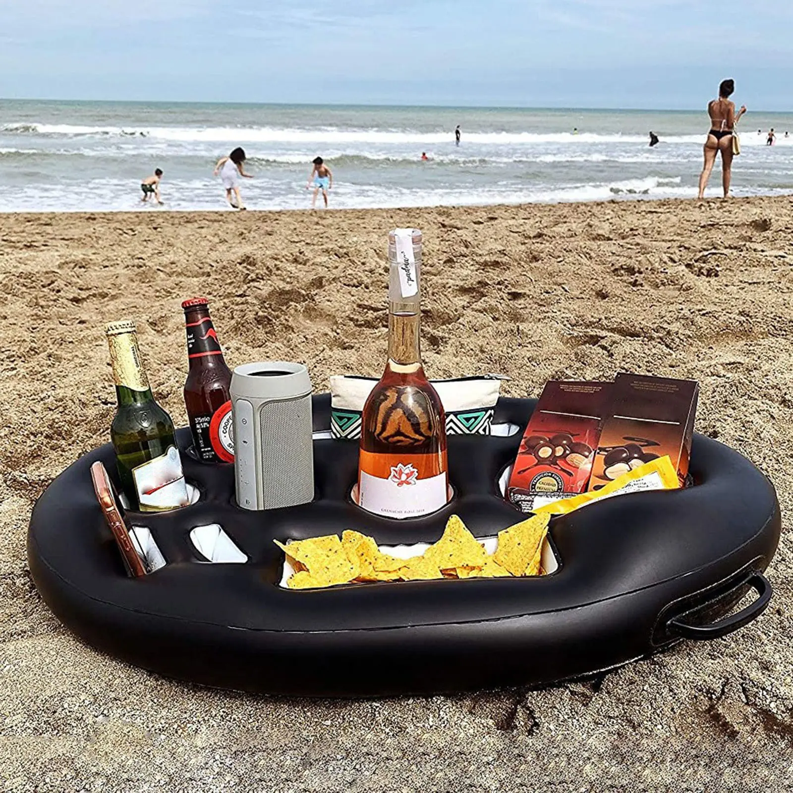 Water PVC Inflatable Floating Snack Tray Water Beverage Tray Swimming Pool Cup Base Portable Pool Parties Floating