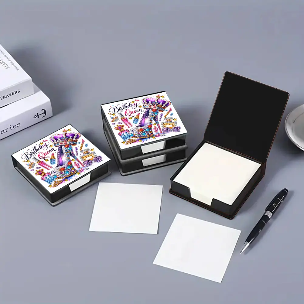 Flowers Diamond Painting Notecard Box Gem Painting Memo Pad Holder Mosaic Kit Rhinestones Post It Dispenser for Adults Beginners