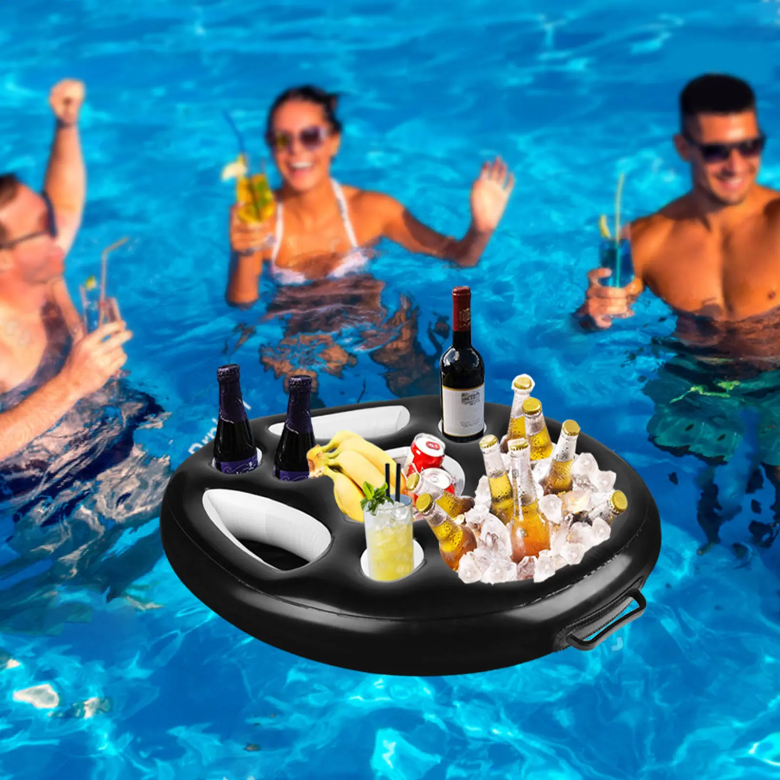 Water PVC Inflatable Floating Snack Tray Water Beverage Tray Swimming Pool Cup Base Portable Pool Parties Floating
