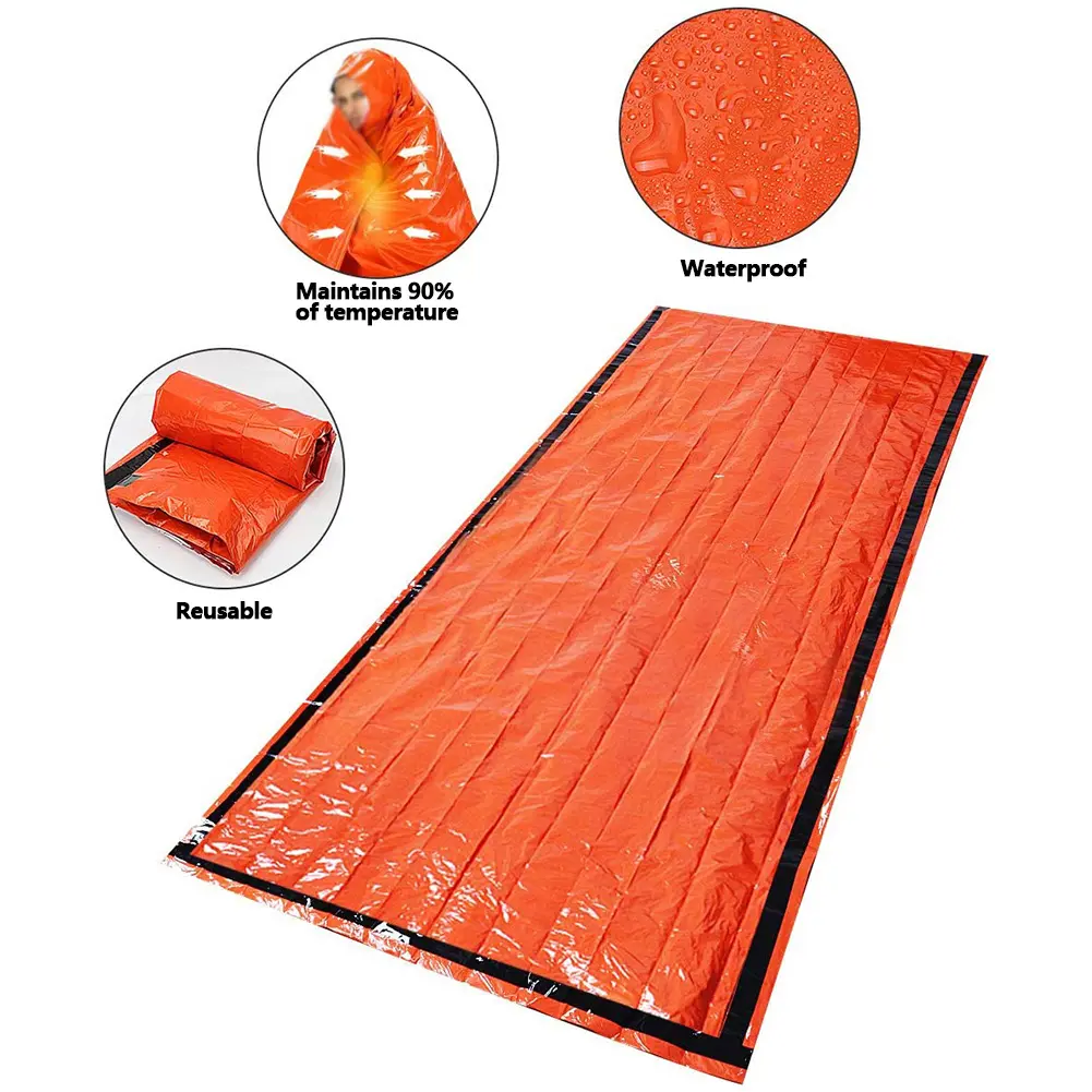 2-6PCS Emergency Sleeping Bag Ultra Waterproof Mylar Thermal Blankets Portable Survival Sleeping Bag Keep Warm for Camping Hikin