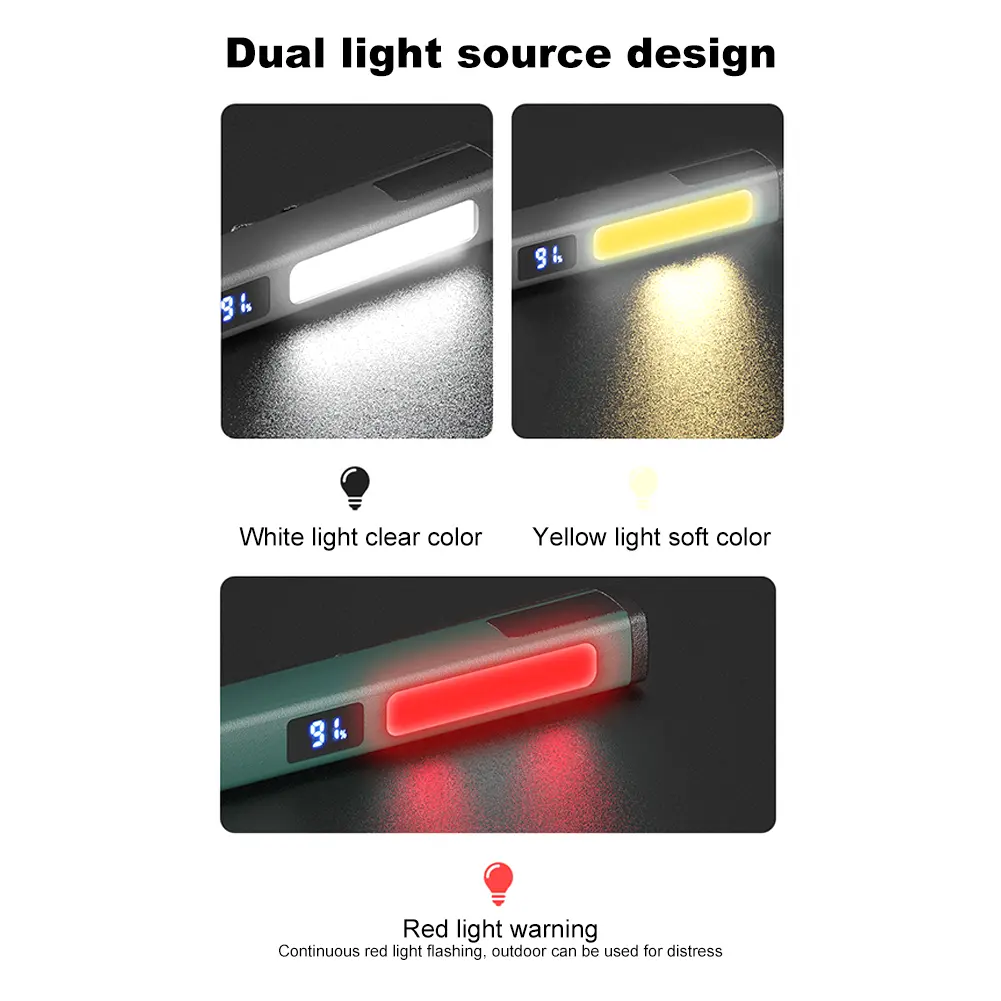 LED+SMD Medical Pen Pupil Lamp Mini Waterproof Torch White-Yellow Light 400mAh Rechargeable Portable Flashlight With Pen Clip