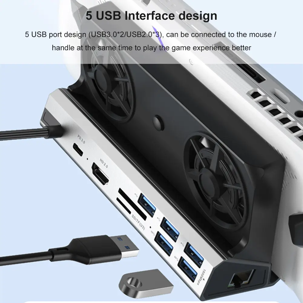For Asus ROG Ally 11 in 1 Docking Station Console Hub 4k@60hz Gigabit Ethernet 1000Mbps Dock Stand Type C USB 3.0 2.0 PD 100W