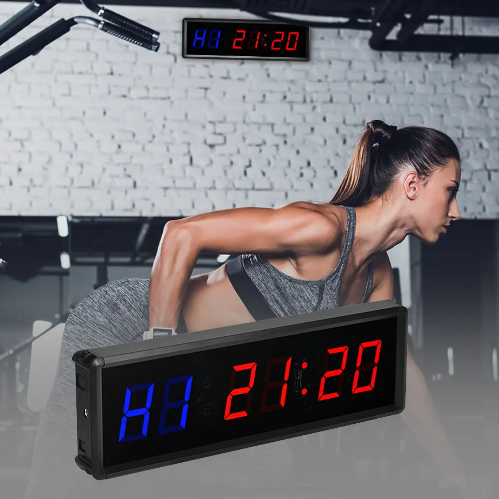 Portable Gym Timer Digital Timer Remote Control Fitness Timer Clock Multifunctional Wall Clock for Gym and Outdoor Sport
