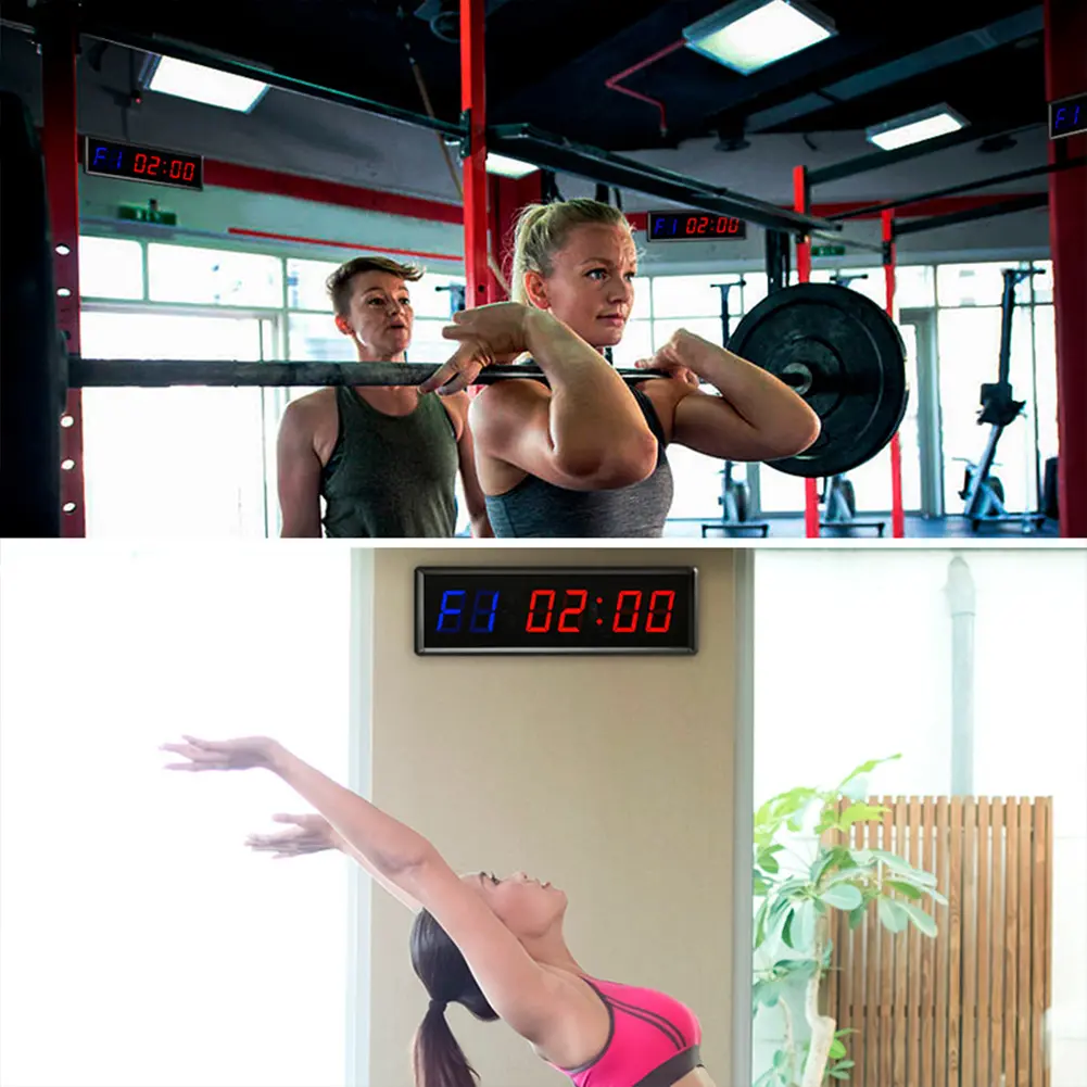 Portable Gym Timer Digital Timer Remote Control Fitness Timer Clock Multifunctional Wall Clock for Gym and Outdoor Sport