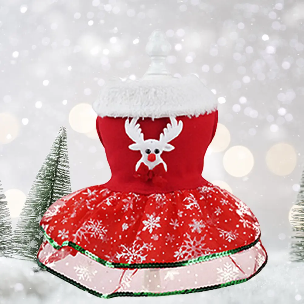 Christmas Bling Dog Dress Puppy Holiday Thermal Clothes Christmas Theme Dog Dress Outfit Christmas Dress Up Supplies