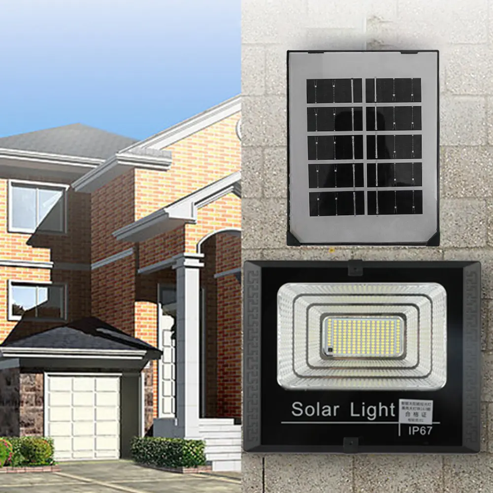 Solar Powered Wall Floodlight IP67 Waterproof Smart Wall Light Auto-On Flood Light Light Sensor Spot Lights for Garden Courtyard