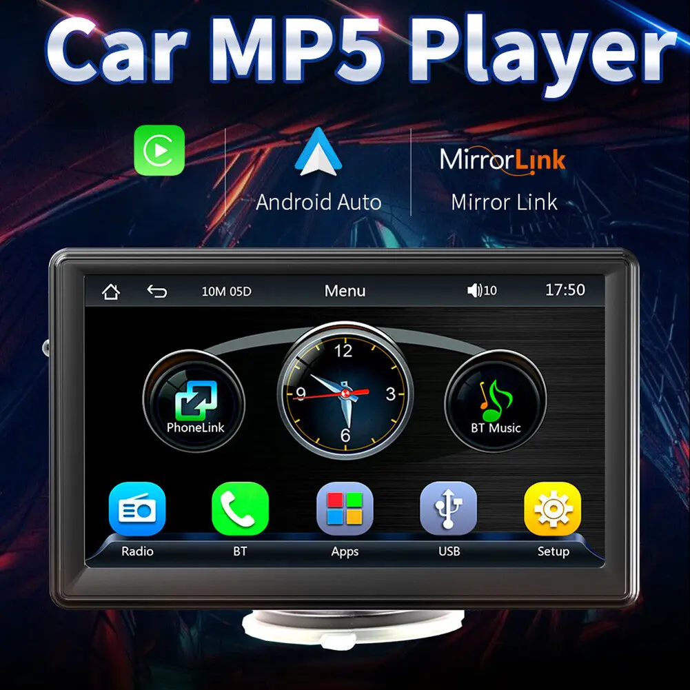 7.0 Inch Carplay Auto Car Radio 5.0 Bluetooth MP5 Player WiFi FM Radio HD Display Multimedia Video Player LED Camera Car Monitor