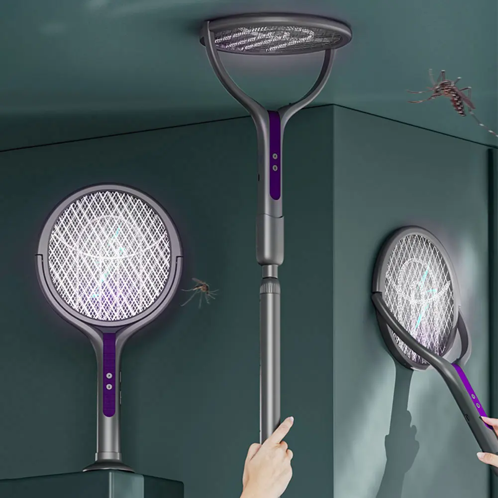 Rotating Head Mosquito Swatter Rechargeable Fly Zapper 2 in 1 Fly Killer and Mosquito Trap Lamp for Indoor and Outdoor