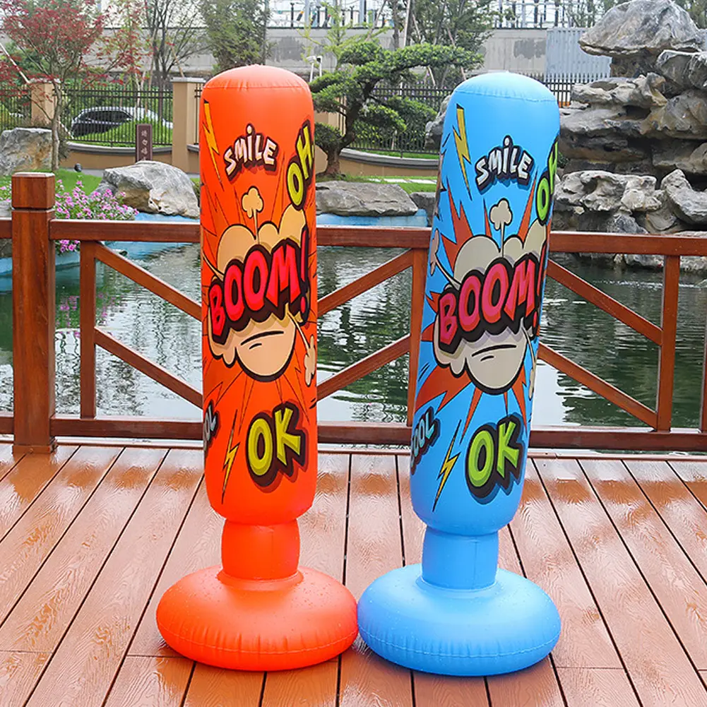 Kids Inflatable Punching Bag Bounce-Back Punch Bag Thickened Inflation Punching Column PVC Tumbler Sandbag for Stress Relief