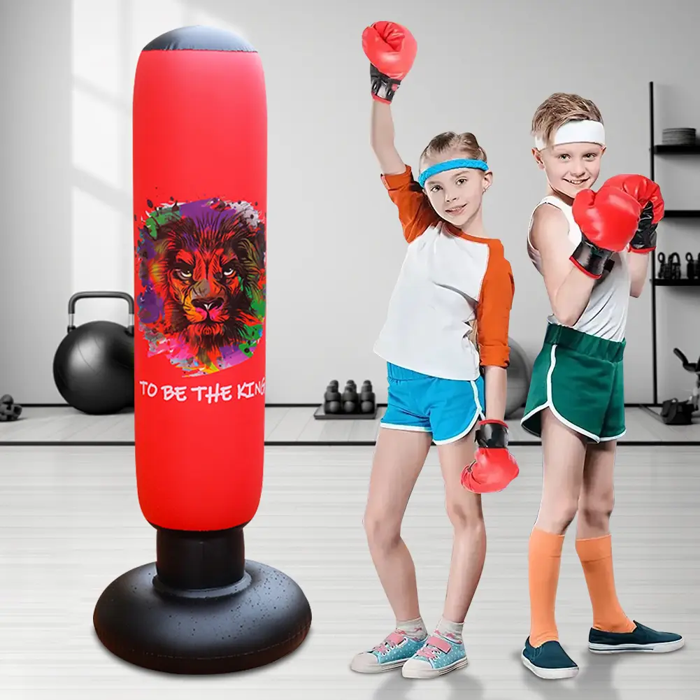 Kids Inflatable Punching Bag Bounce-Back Punch Bag Thickened Inflation Punching Column PVC Tumbler Sandbag for Stress Relief