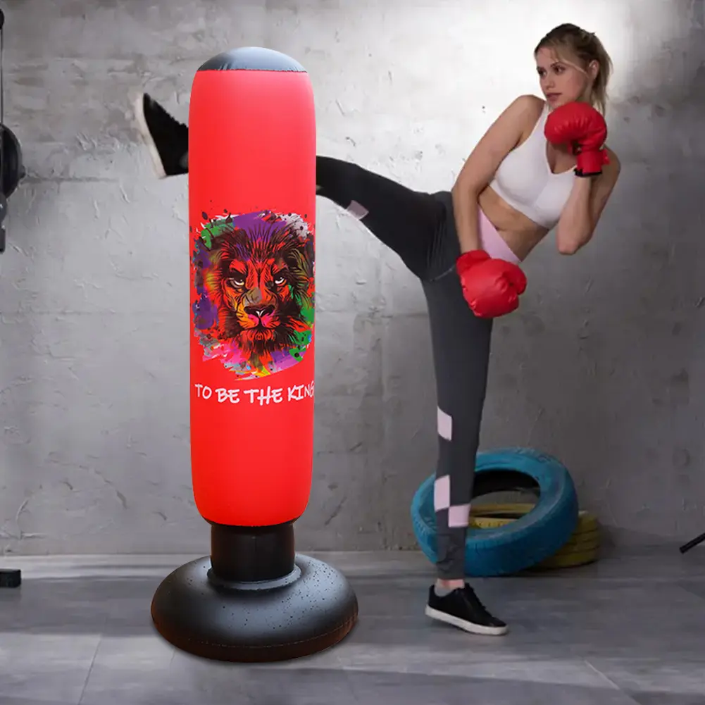Kids Inflatable Punching Bag Bounce-Back Punch Bag Thickened Inflation Punching Column PVC Tumbler Sandbag for Stress Relief