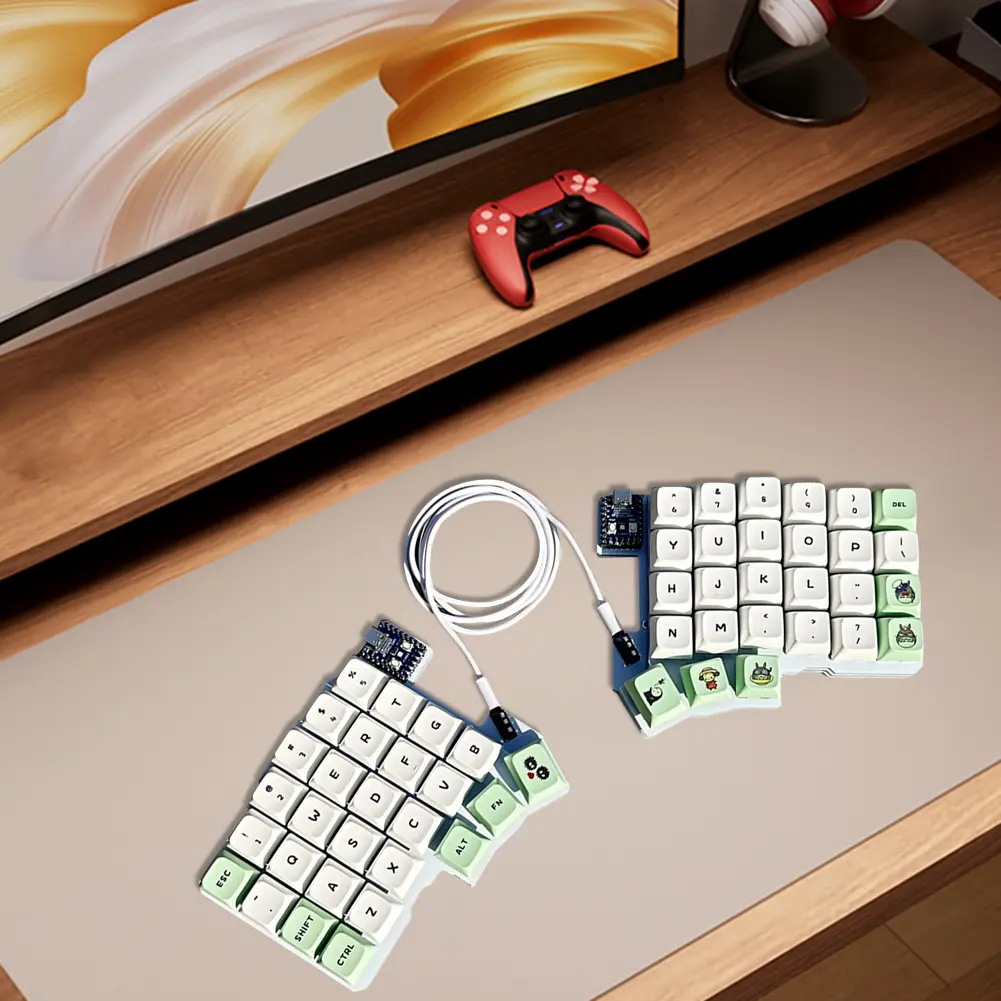 54 Split Keyboard Wired Hot Swap Support QMK/VIAL Keyboard Single Mode Connection Customized Keyboard RP2040 Zero Board Control