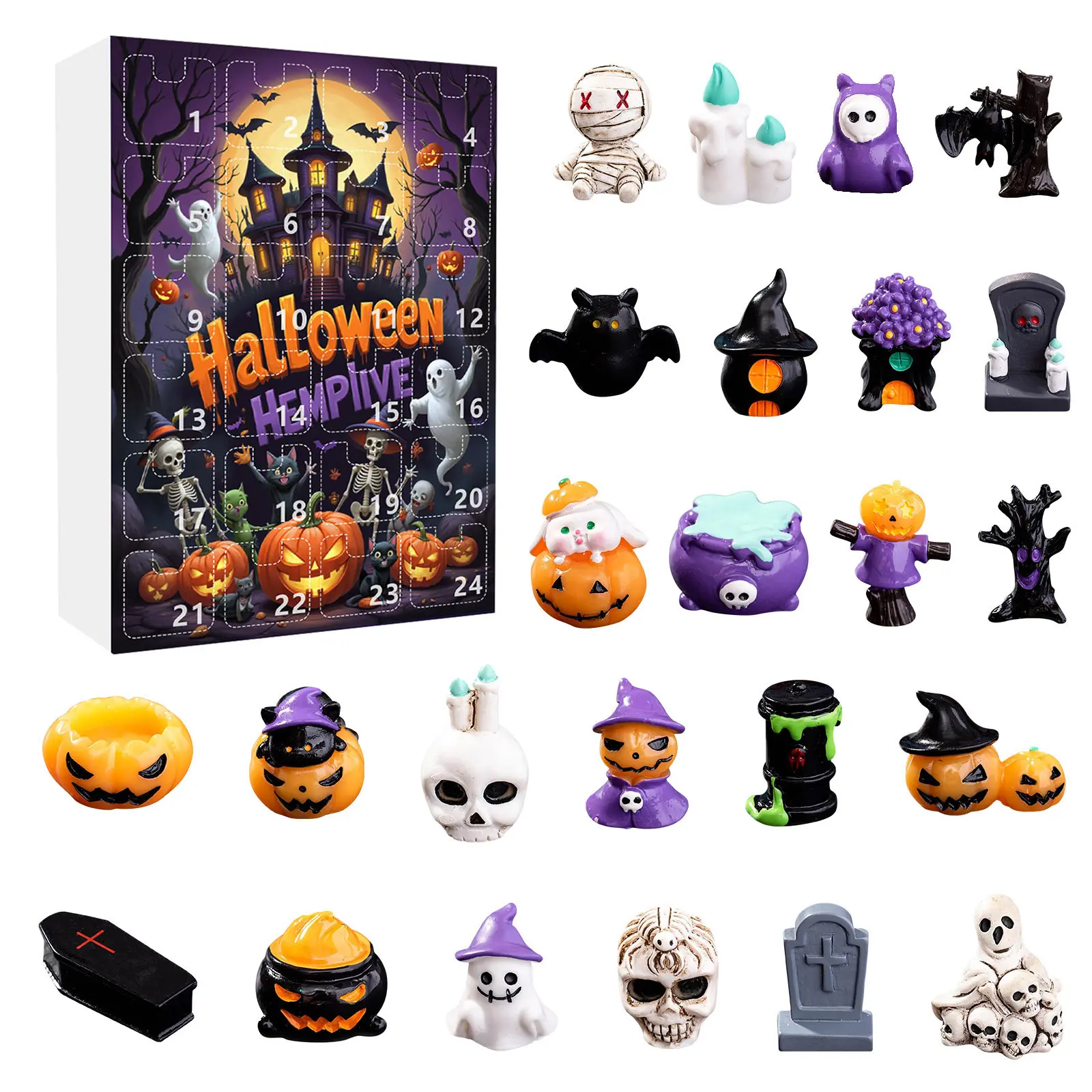 Halloween Advent Calendar 2025 with 24Pcs Horror Figures Halloween Countdown Calendar Spooky Advent Calendar